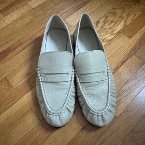 Massimo Dutti Leather Loafers - Cream